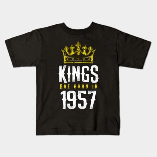 kings are born 1957 birthday quote crown king birthday party gift Kids T-Shirt